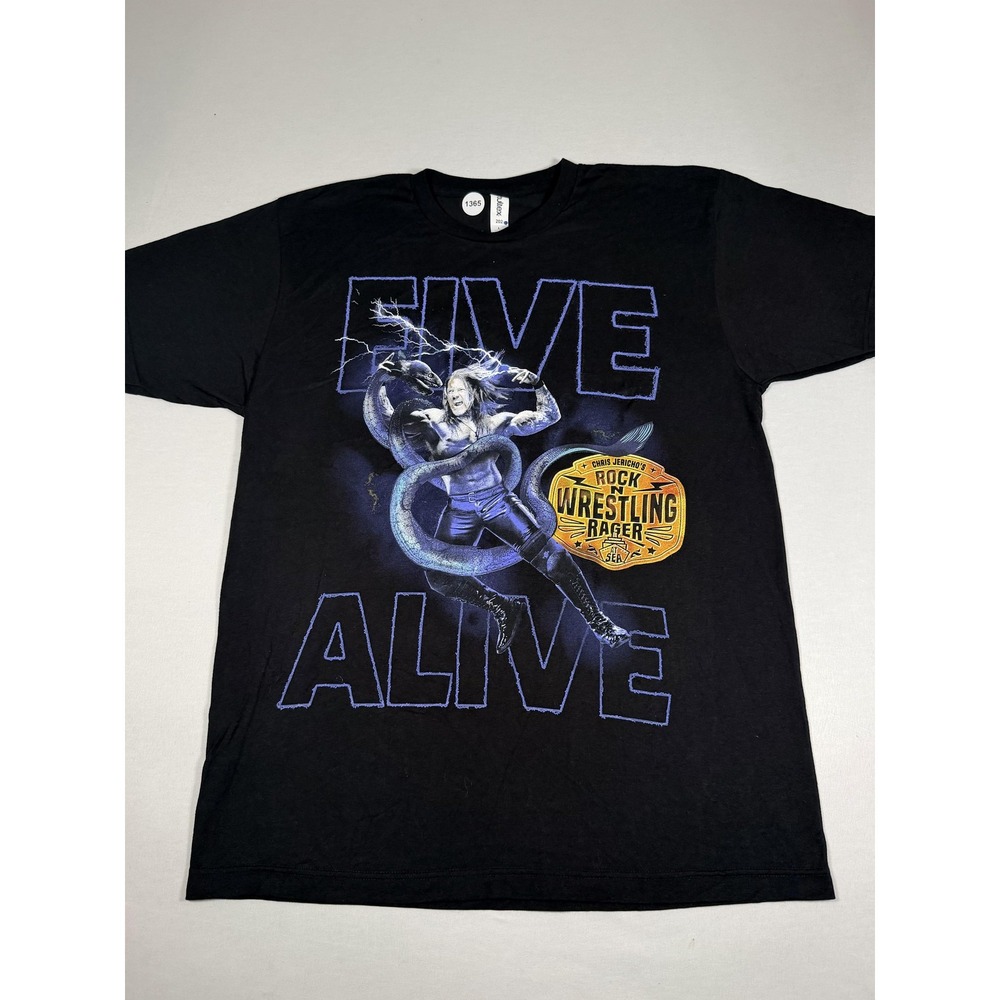Tultex Shirt Mens Large Black Chris Jericho Rock N Wrestling Rager Graphic Tee